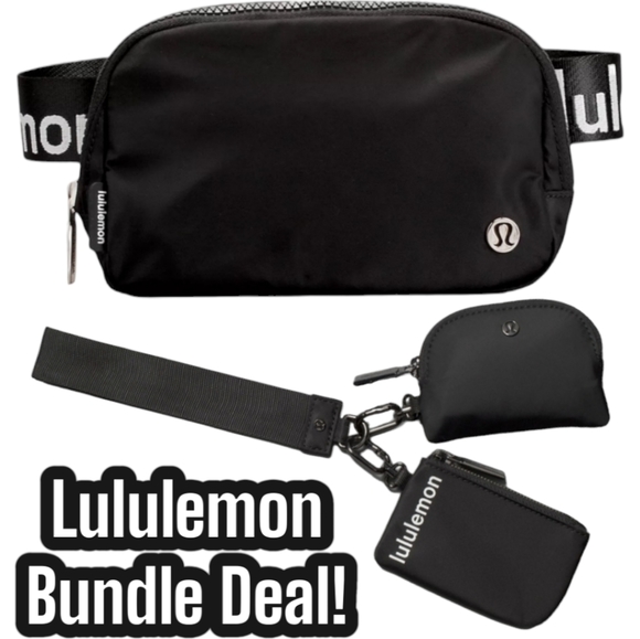 lululemon athletica Handbags - BUNDLE DEAL! Rare! NWT!! Lululemon LOGO Everywhere Belt Bag LOGO + Dual Wristlet